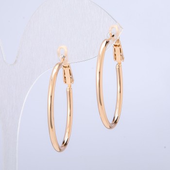 Xuping Hoop Earrings 18K Gold Plating, 2 mm Thick, 40 mm Diameter