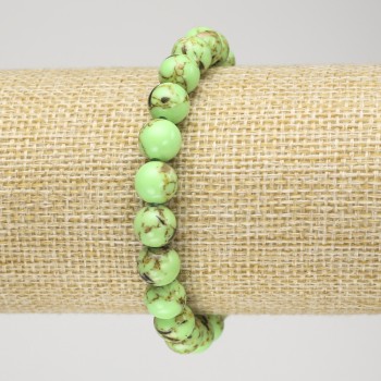 Elastic bracelet with Green Imperial Jasper (pressed) smooth bead, 8 mm diameter+