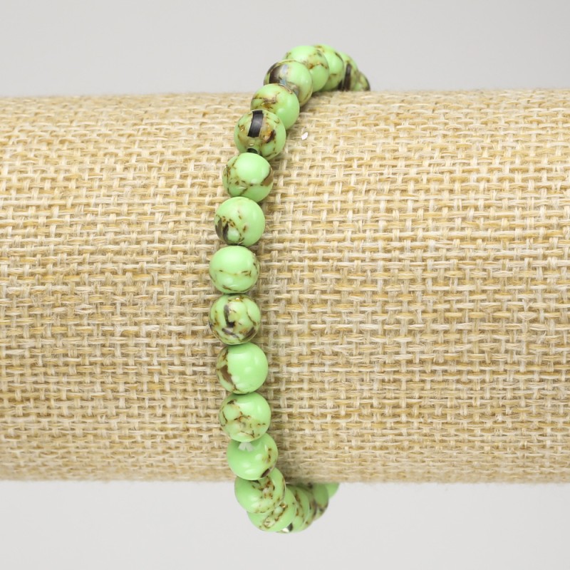 Elastic bracelet with chartreuse Emperor Jasper (pressed) smooth bead, 6 mm diameter+