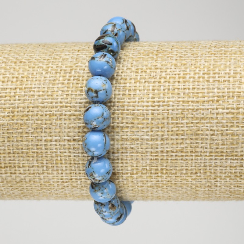 Elastic bracelet with Blue Imperial Jasper (pressed) smooth bead, 8 mm diameter+