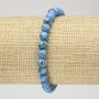 Elastic bracelet with Imperial Jade Blue (pressed) smooth bead, 6mm diameter+