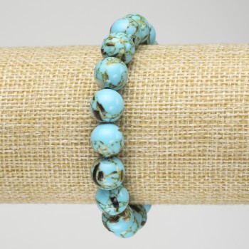 Elastic bracelet with turquoise Imperial Jasper (pressed) bead, 10mm diameter