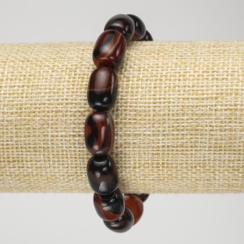 Elastic bracelet made of natural agate, smooth barrel beads, diameter 10x13+