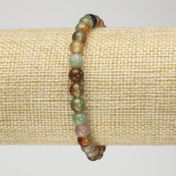 Elastic bracelet with Brazilian agate smooth beads, 6 mm diameter, 18 cm length+