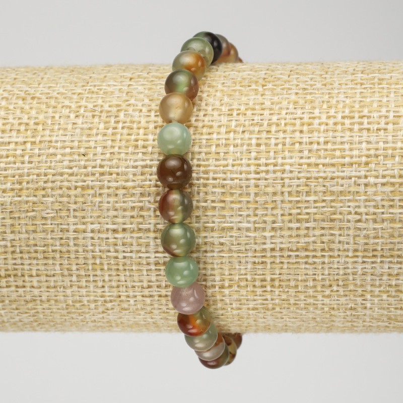 Elastic bracelet with Brazilian agate smooth beads, 6 mm diameter, 18 cm length+
