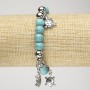 Turquoise Bracelet (Named) on Elastic, Diameter 8mm±, with Silver Inserts and Turtles, Length 18 cm+