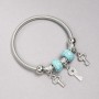 Pandora bracelet with turquoise beads (name), diameter 14x8mm +/- and pendants Key with white rhinestones