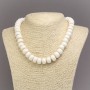 Natural white sponge coral rondel necklace, beads diameter 13x8 mm, length 45 cm