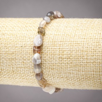 Elastic Botswana Agate Bracelet, Faceted, 8×6 mm diameter