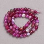 Raspberry Agate Beads on Thread, Faceted Round Beads, 6mm Diameter, 38 cm Length