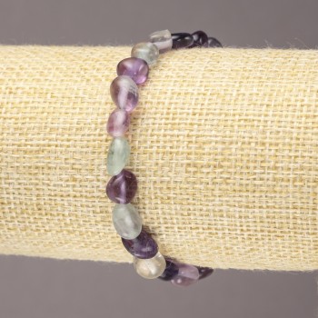 Elastic bracelet with natural fluorite, faceted, 7x9 mm diameter+