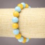 Bracelet with Aquamarine and Citrine, smooth beads, 10 mm diameter, length 18 cm (stretch)