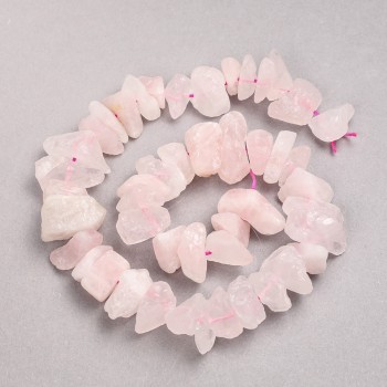 Unpolished rose quartz beads on a thread gal'tivka, diameter 10x20 mm, +- length 42 cm +-