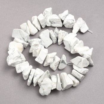 Unpolished Howlite Beads on a Thread, Faceted, Diameter 15×25 mm, Length 42 cm ±