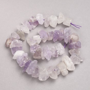 Beads of raw amethyst on haltivka thread, 12×20 mm diameter, 42 cm length ±