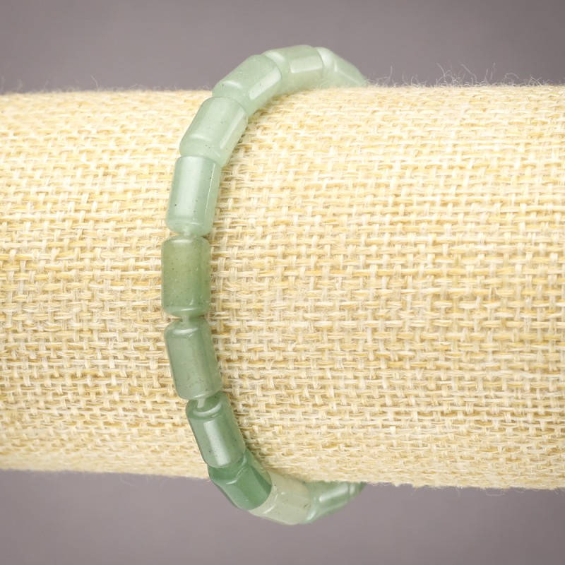 Elastic bracelet with nephrite, smooth cylindrical beads, diameter 10×6 mm+