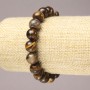Elastic Bracelet with Natural Tiger's Eye, Smooth 10mm Beads