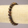 Tiger's Eye Bracelet with Natural Stone, Smooth Beads, 8 mm Diameter, 18 cm Length (Stretch)