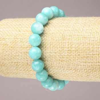 Elastic bracelet with natural aquamarine beads, smooth spheres, 10 mm diameter+