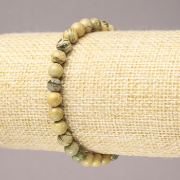 Elastic bracelet with natural Yellow Jasper beads, smooth, 6 mm diameter+