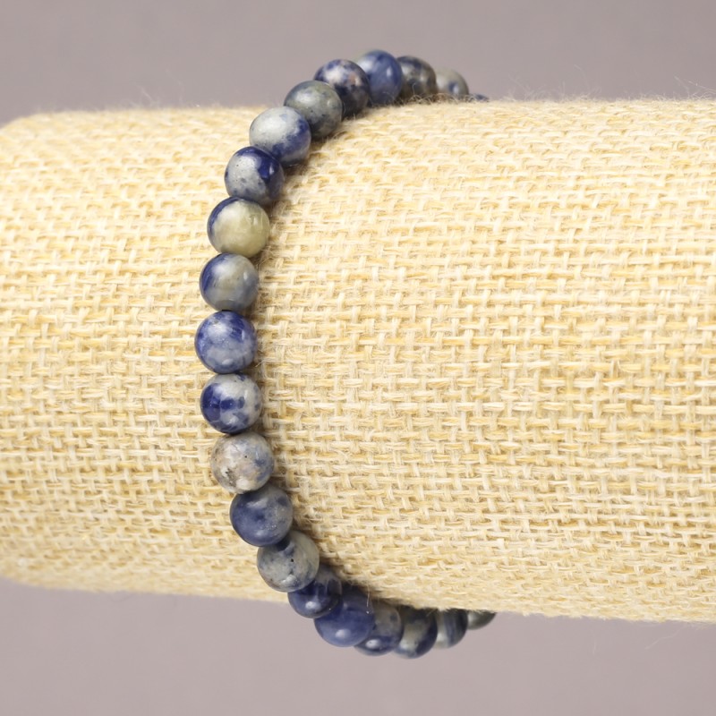 Elastic bracelet with natural sodalite, smooth beads, 6 mm diameter+