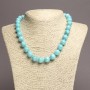 Aquamarine natural stone necklace, smooth bead, diameter about 12 mm, length about 45 cm