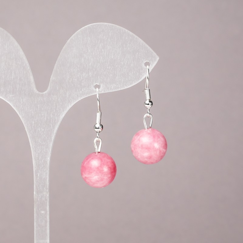 Tourmaline Earrings with a Smooth Ball, 12 mm Diameter, 33 mm Length