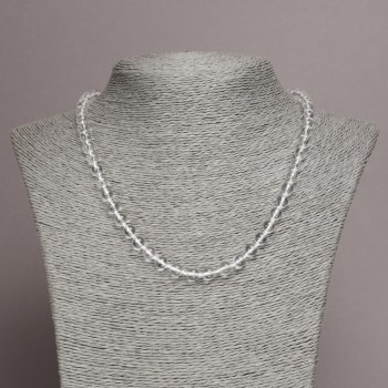 Rock crystal necklace, smooth 6 mm beads, 45 cm length