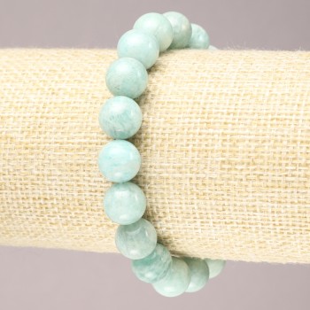 Elastic bracelet with natural amazonite stones, smooth beads, 10 mm diameter (±)