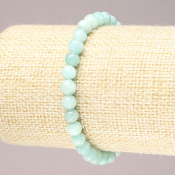 Elastic bracelet with natural amazonite beads, smooth round beads, diameter 6 mm (±)