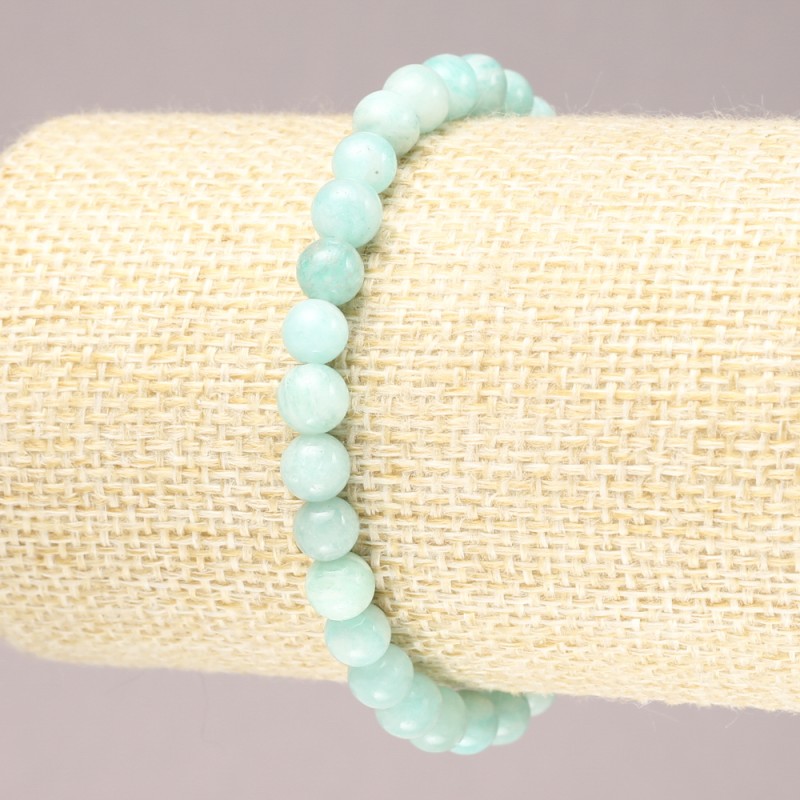 Elastic bracelet with natural amazonite beads, smooth round beads, diameter 6 mm (±)