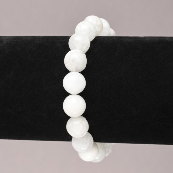 Elastic bracelet with natural Adularia, smooth bead, 10 mm diameter+