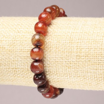 Elastic bracelet with brown agate faceted bead, 10 mm diameter+