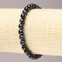Elastic bracelet with black agate smooth beads, 6mm diameter+