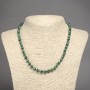 Natural Malachite Stone Necklace with Smooth Beads, 6 mm Diameter, 45 cm Length