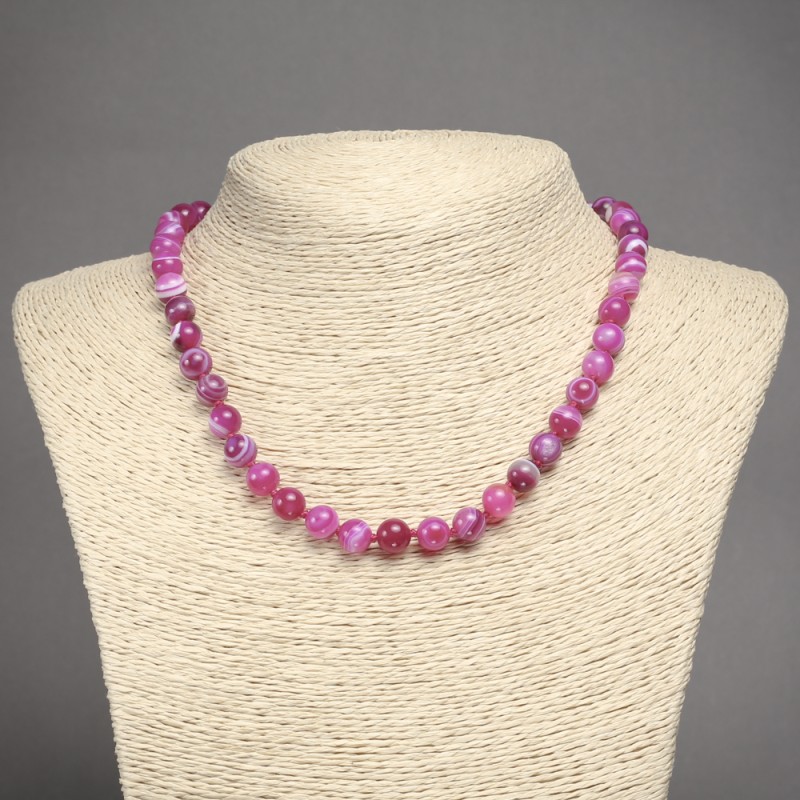 Raspberry Agate Beads, Smooth Round Balls, 8mm Diameter, 45cm Length