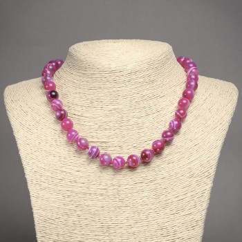 Raspberry Agate Necklace, Smooth spheres, 10 mm diameter +/-, 45 cm length +/-