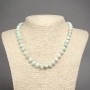 Larimar natural stone necklace, smooth beads, 8 mm diameter, 45 cm length