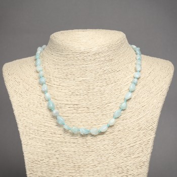 Natural Larimar necklace with tumbled beads, 9×7 mm diameter, 45 cm length