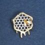 Honeycomb with Bee Brooch in Golden Metal