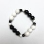 Elastic Yin-Yang Agate Bracelet (pressed), diameter 10–6 mm ±, with silver inserts, length 18 mm