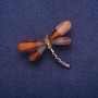 Discount! Dragonfly brooch with brown crystals, silvery metal 32×43 mm