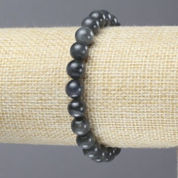 Elastic bracelet with natural labradorite, smooth bead, diameter about 8 mm