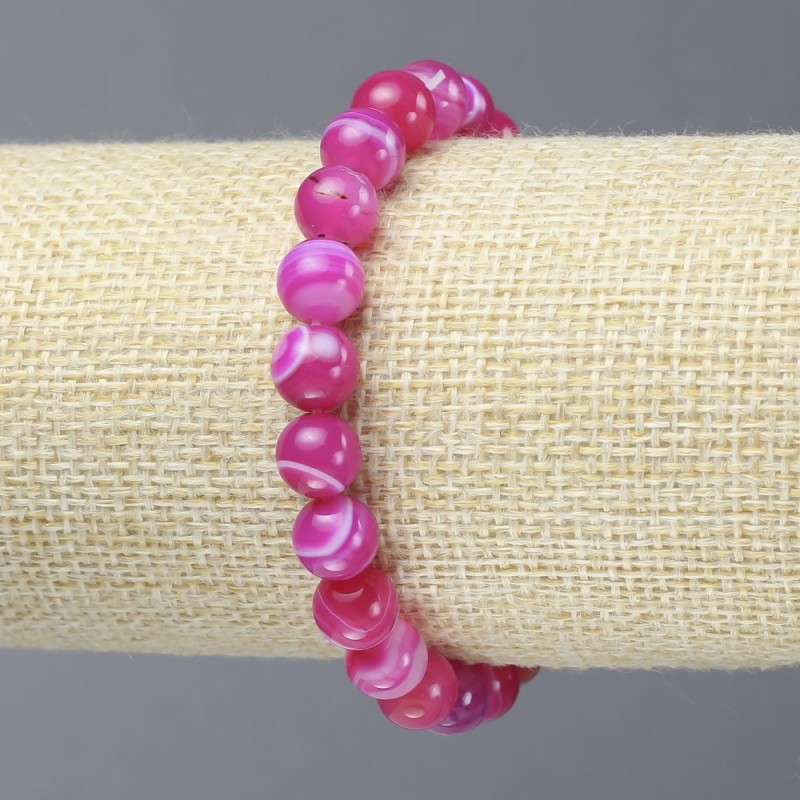 Elastic bracelet Raspberry Agate smooth bead, 8 mm diameter