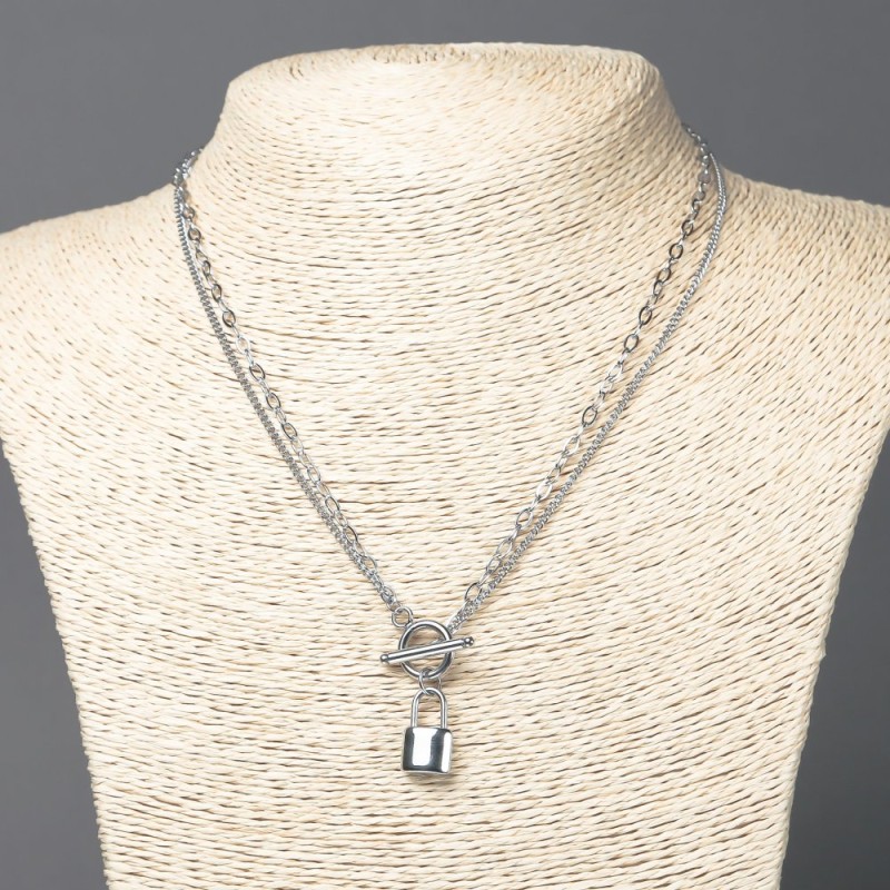 Xuping Rhodium Chain with Pendant (Clasp), Thickness 3 and 1.8 mm, Length 44 cm