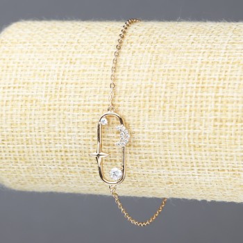 Xuping Bracelet with 18K Gold Plating and White Crystals, Thickness 1.5 mm + -, Length 17-20 cm +