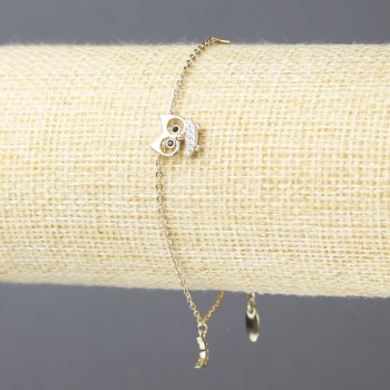 Xuping Bracelet with Yellow Gold Plating and White Crystals, 1.5 mm Thick, Length 18–20 cm