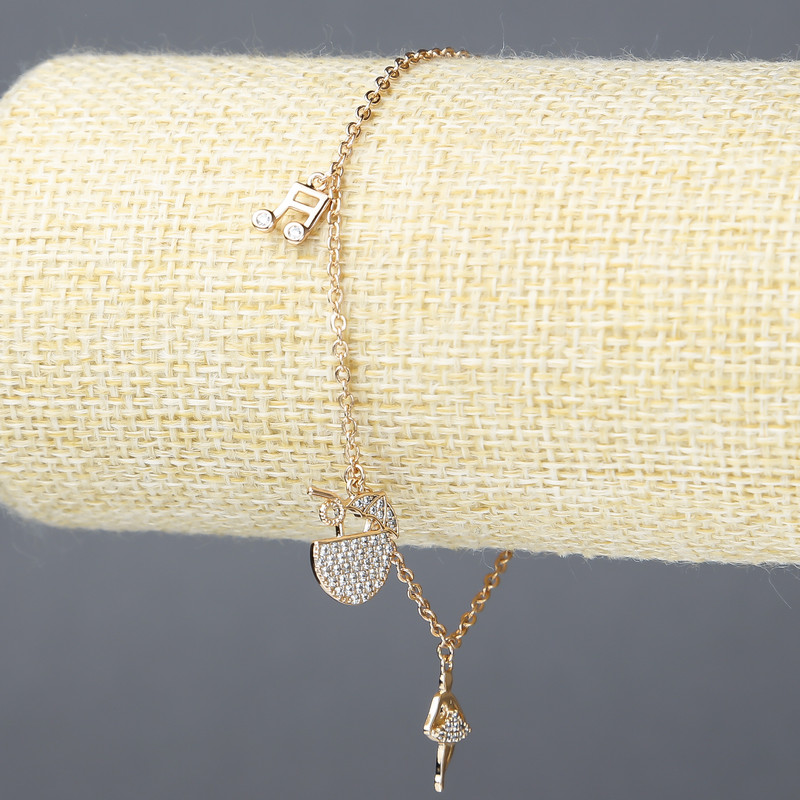 Xuping Bracelet - 18K Gold Plating with White Crystals, 1.5 mm Thick, Length 18–21 cm