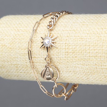Bracelet Xuping 18K Gold Plating with White Crystals, size S (max) -11mm + -, length 18-21 cm +