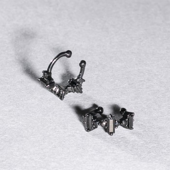 Kaf Xuping Black Rhodium with Black Rhinestones and Black Crystals 5x12mm +